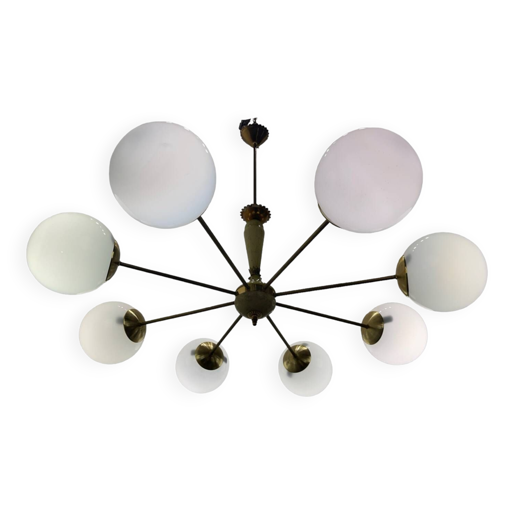 Lustre Suspension Spoutnik Mid-Century - Laiton Brut - 3 Lumières - Dimmable - Moderne