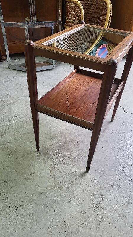Table d'appoint ou desserte a miroir art deco en marqueterie
