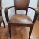 Paire de fauteuils bridge ancien en cuir