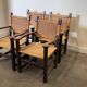 Pair of custom made oak and rattan armchairs, France, 1940s