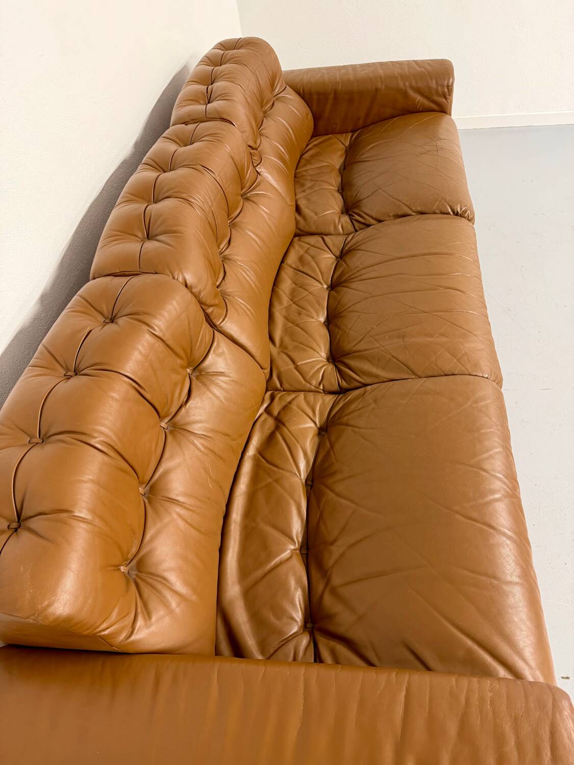 Vintage 1970s De Sede DS-40 camel leather 3-seater sofa