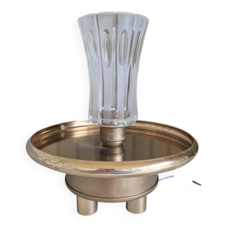 Lampe à poser en métal doré et cristal
