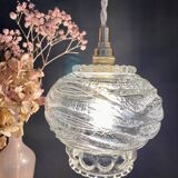 Vintage molded glass globe pendant light