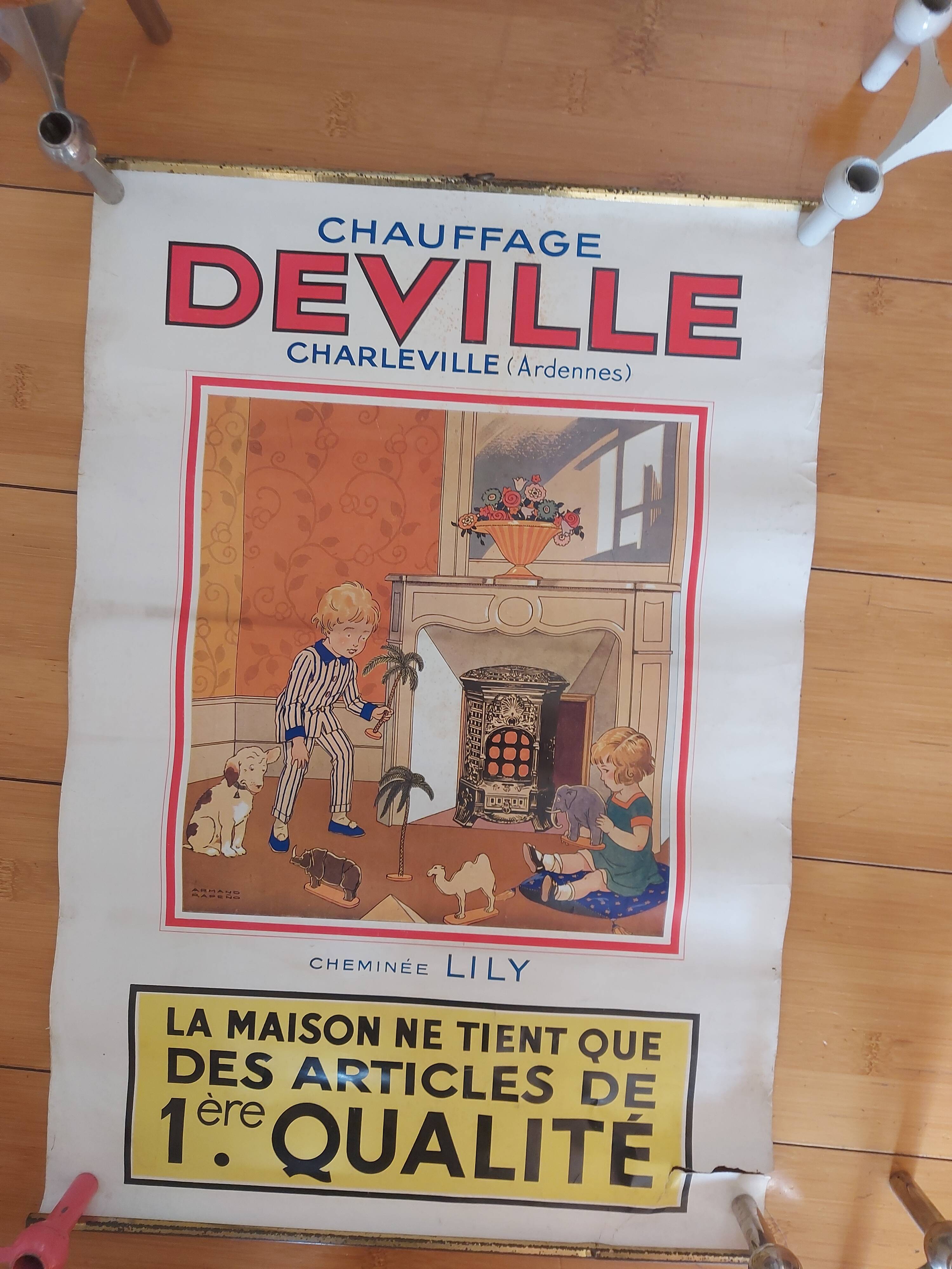 Lithographed poster heating Deville