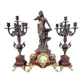 Napoleon III fireplace garniture in marble & regulus signed Auguste Moreau.
