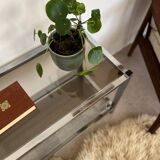 Vintage glass and chrome console coffee table