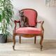 Louis Philippe armchair in pink velvet