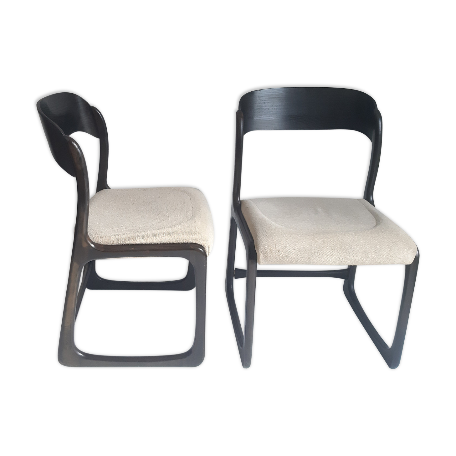 Duo of sleigh chairs