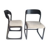Duo of sleigh chairs