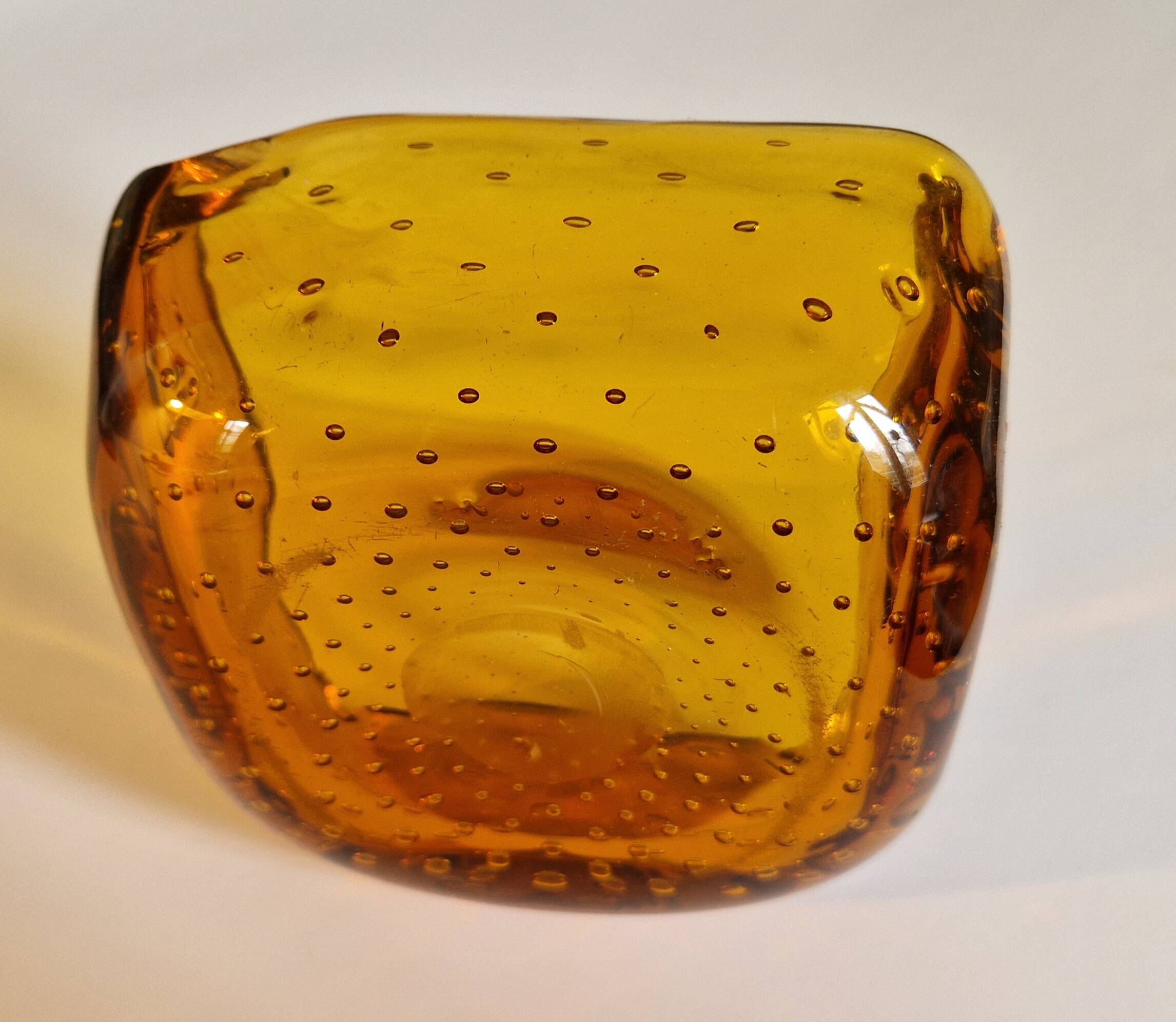 Bol cendrier verre bulle ambré italien Murano circa 1960