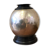 Nickel-plated metal and ebony vase