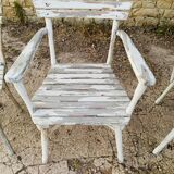 Ensemble d'assises  de jardin 4 fauteuils et 1 chaise - en bois