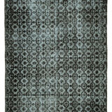 Handwoven overdyed turkish 1970s 138 cm x 233 cm black carpet