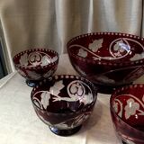 Boheme crystal dessert set comprising a salad bowl and 5 assorted cups