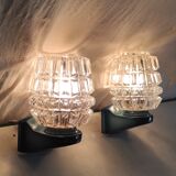 Blue glass and plastic wall lights - 1970s