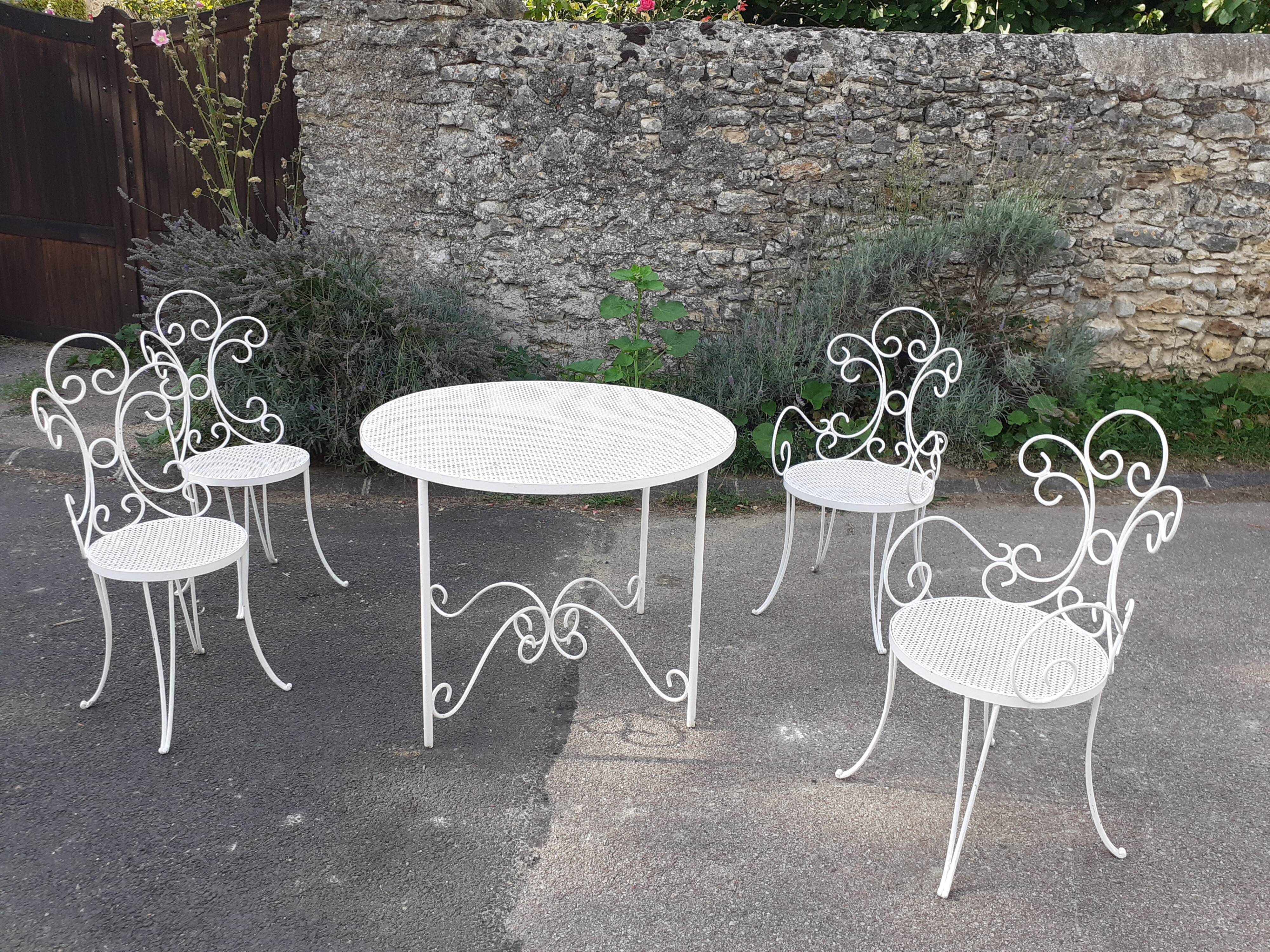 Old wrought iron garden furniture