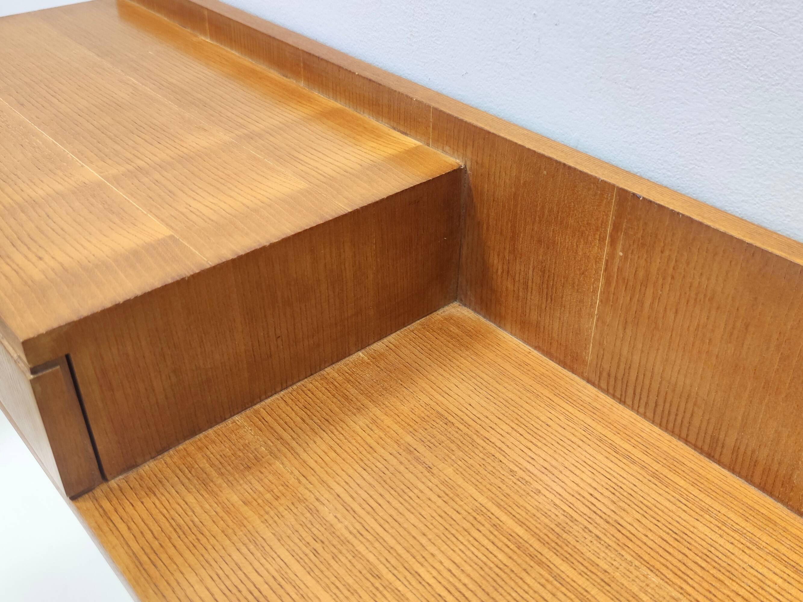 Table console murale en hêtre et chêne dur, Italie