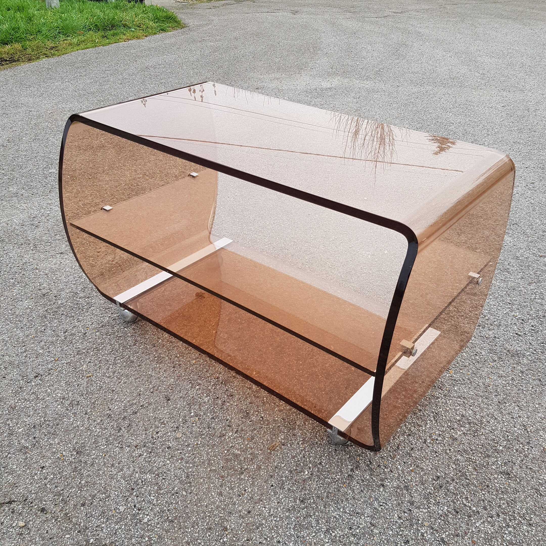 Table TV Desserte en atluglass Michel Dumas