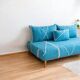 Sky Serenity – Moroccan Znafi Floor Lounge in Sky Blue - Handwoven Bejaad