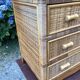 Vintage rattan chest of drawers has 3 drawers.