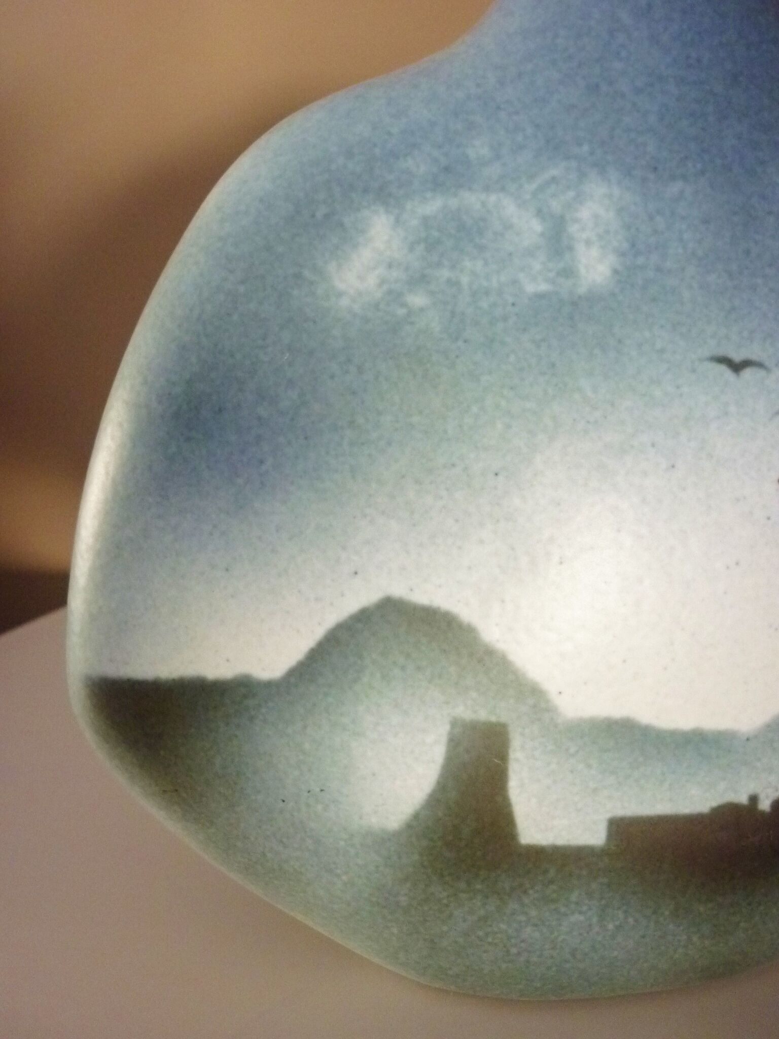 Lens vase designed by Yves Mohy, glazed ceramic by Virebent, 1970s