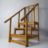 vintage wooden library staircase