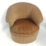 Armchairs with floral print of corduroy fabric. 1980s.