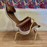 "Pernilla" armchair leather "Bruno Mathsson" 1960.