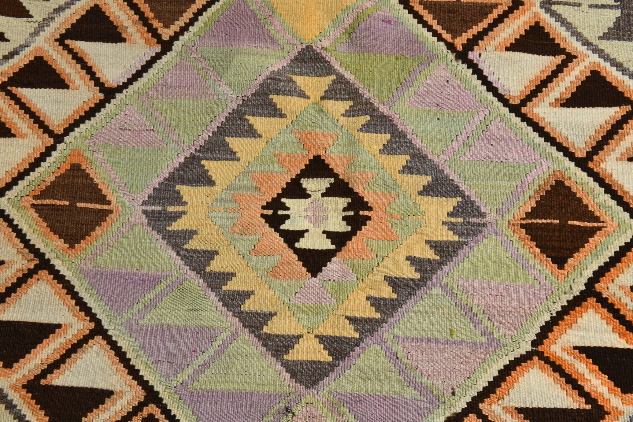 Yellow & Brown Turkish Kilim Rug, 172x284Cm