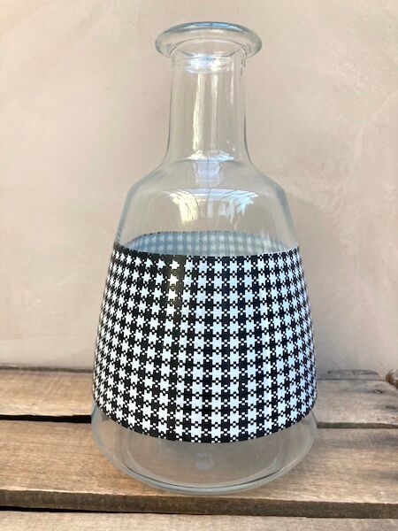 Vintage checkered black and white carafe