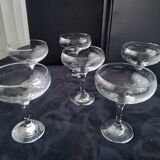 6 Large champagne glasses in plain glass or for starters or desserts