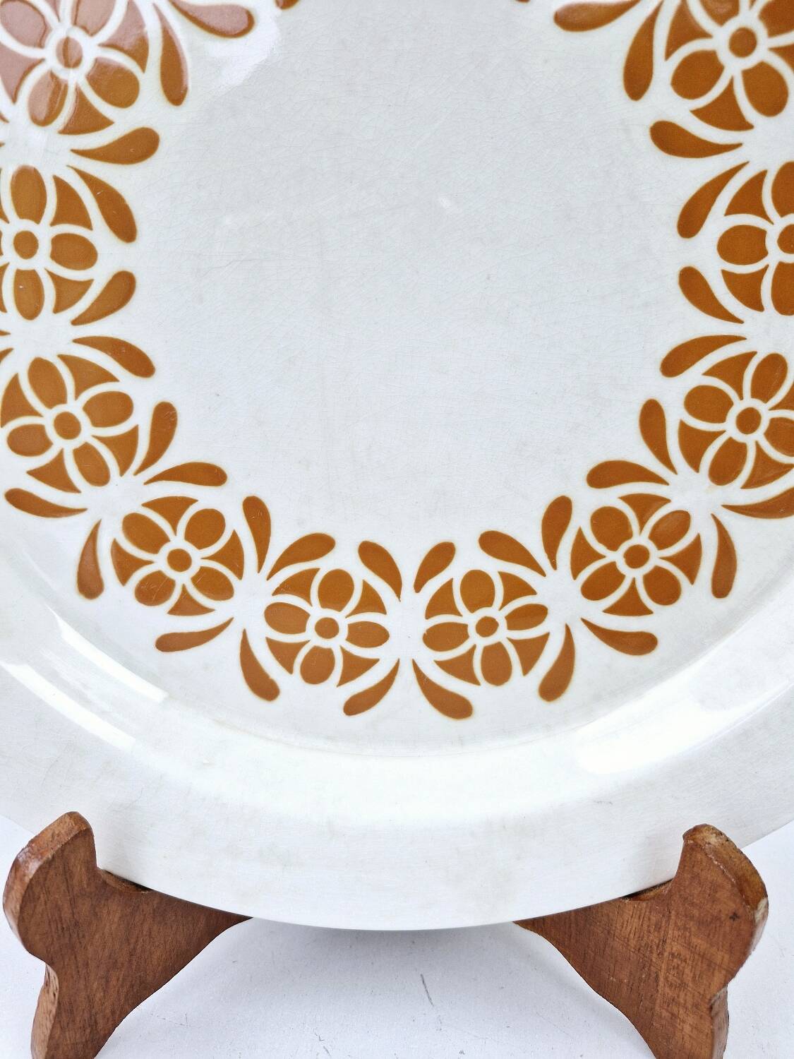 Old Hollow Dish Art Deco Sarreguemines Earthenware Decor Orange Flowers D 28cm