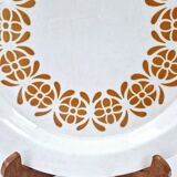 Plat Creux Ancien Art Déco Faïence Sarreguemines Décor Fleurs Orange D 28cm