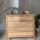 Commode vintage en chêne et rotin