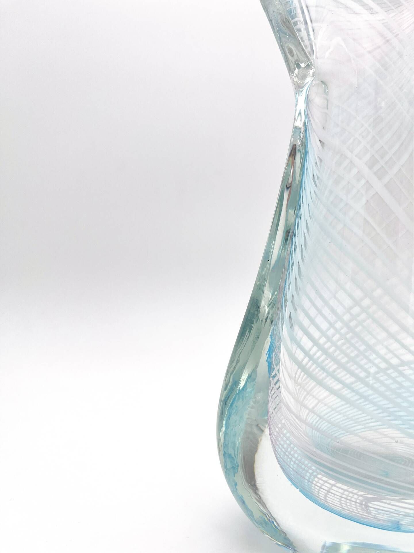 Vase Sculpture Murano Zanfirico Filigree Sommerso Blue Pink White