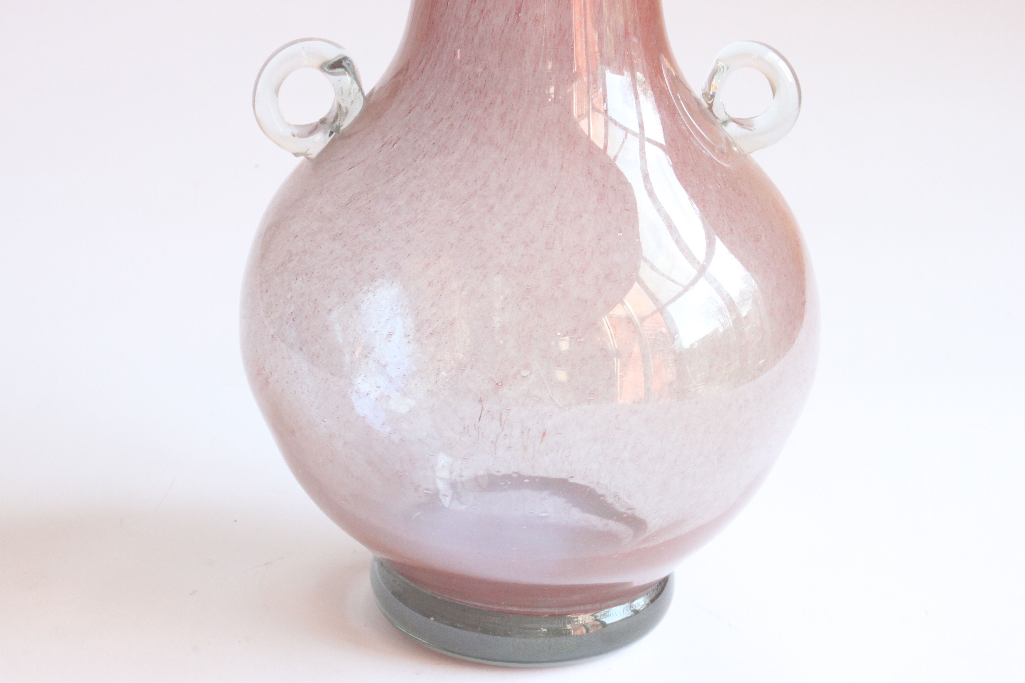 Pink Pulegoso glass vase with little ears, 1960s
