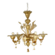Venetian Murano-Style Chandelier in Transparent and Amber Glass with Flower