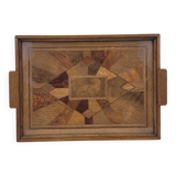 Bandeja Art Deco, Marquetería and crystal, 1950 – France