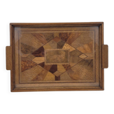 Bandeja Art Deco, Marquetería and crystal, 1950 – France