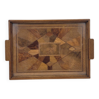 Bandeja Art Deco, Marquetería and crystal, 1950 – France