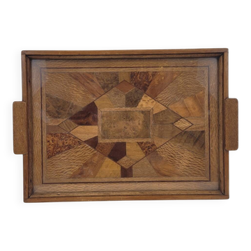 Bandeja Art Deco, Marquetería and crystal, 1950 – France