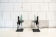 Pair of postmodern lamps with iron structure and lampshade in satin glass Italy 80s