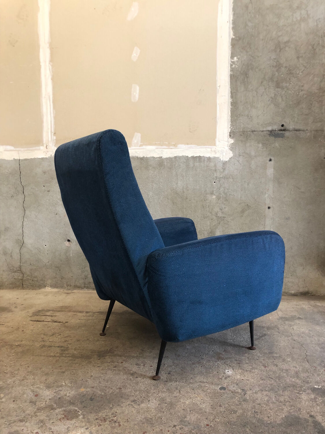 Vintage Italian Blue Armchair circa 1950