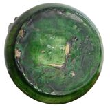 Vase ancien français en faïence de style Art nouveau à glaçure verte