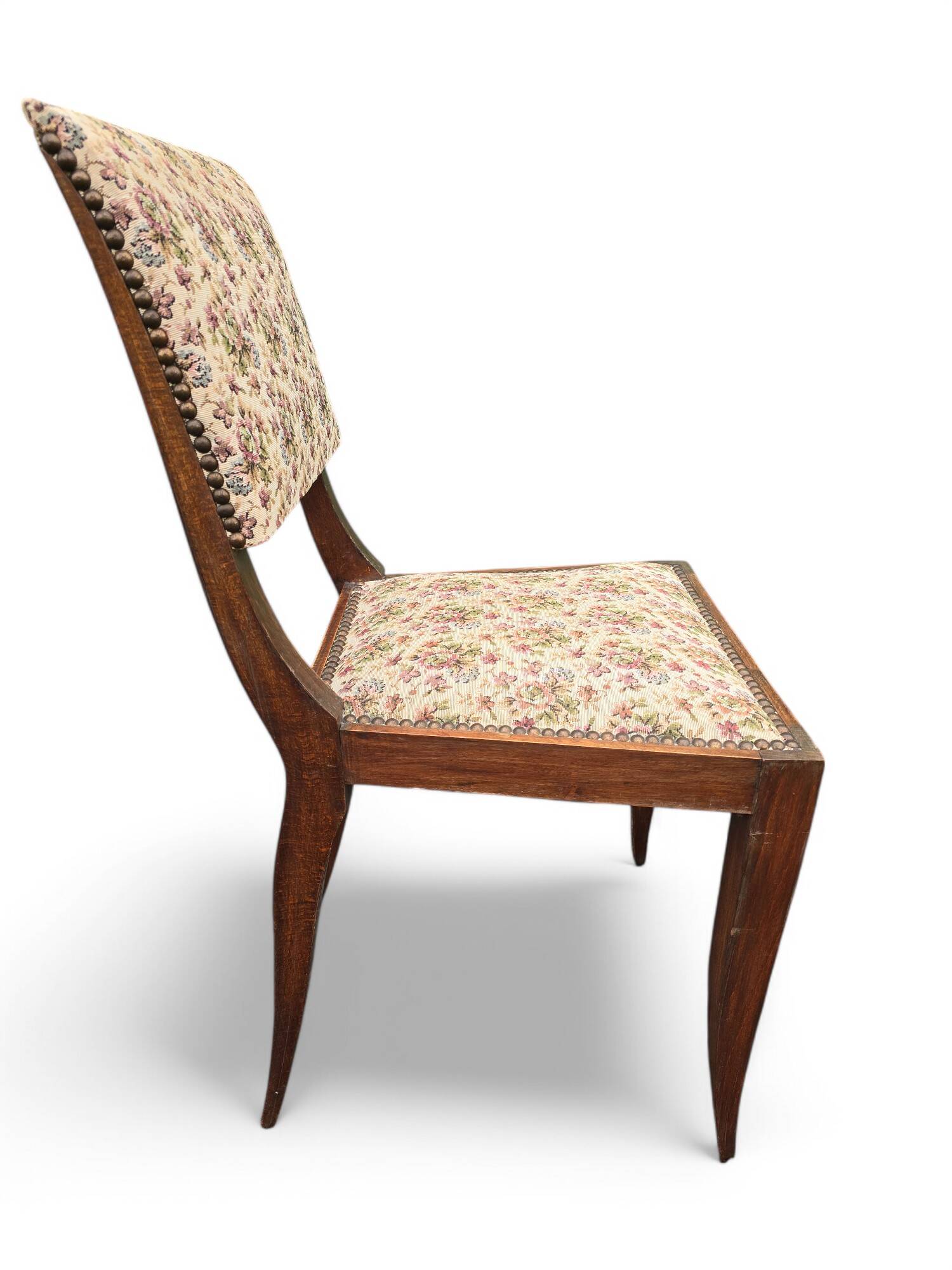 Pair of empire style chairs with floral fabric
