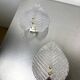 Pair of Murano frosted leaf sconces, textured glass & gilt details, Italy, 1970