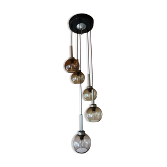 Smoked glass chandelier pendant 60/70 years