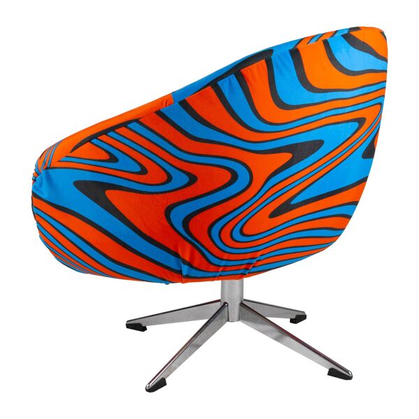 Fauteuil cocktail psychédélique orange et bleue C14 des années 70