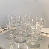 6 old mismatched water glasses