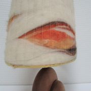 Wood lamp and vintage wool lampshade vintage, 70s
